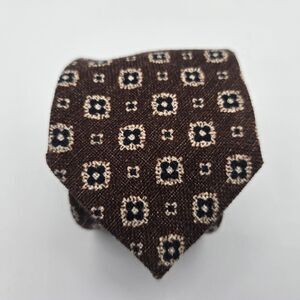 Suitsupply Men's Italian Wool Brown Floral Tie 3x64 – Made in Italy